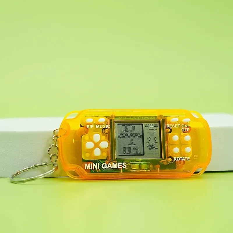 26 In1 Classic Tetris Handheld Game Keychain Mini Pocket Retro Electronic Game Console Children Educational Small Toy
