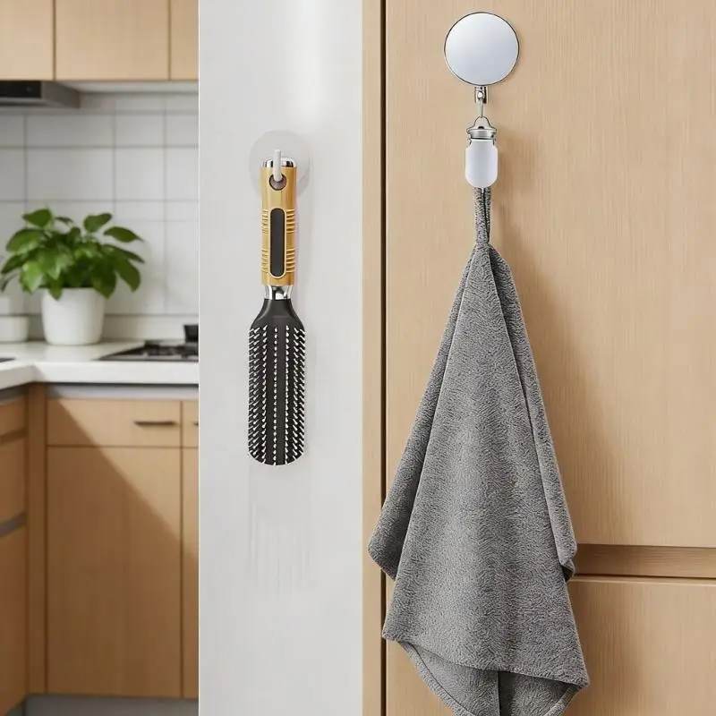 Portables Retractable Towel Holder With Adhesive Base Automatic Towel Rack 