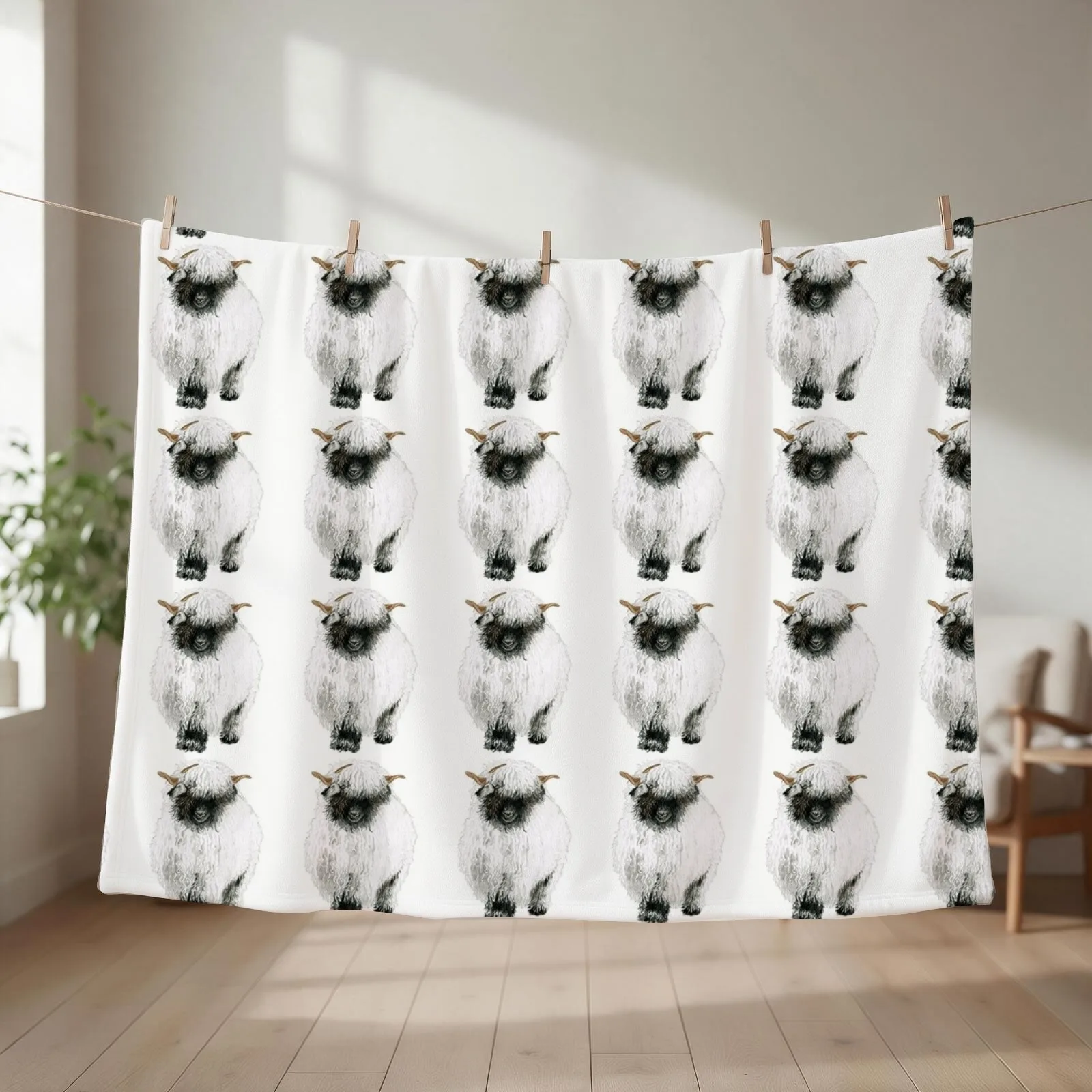Valais Blacknose Sheep Drawing Throw Blanket for sofa for babies Nap Blankets Sofas Of Decoration Blankets