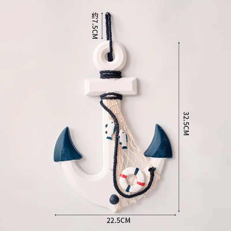 Mediterranean Style Iron Anchor Decorative Hook with Thermometer, Marine Craft Ornament Vintage Nautical Wall Pendant Home Decor