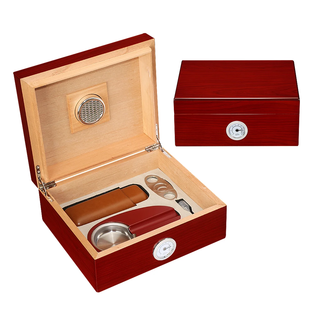 

GALINER Humidor Cedar Wood Cigar Box Charuto Case Big Humidor W/ Smoking Accessories Set Humidifier Cigar Cutter Puro Hygrometer