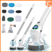 Electric Spin Scrubber Turbo Cleaning Brush with Adjustable Handle 7 Replacement Heads for Kitchen Bathroom