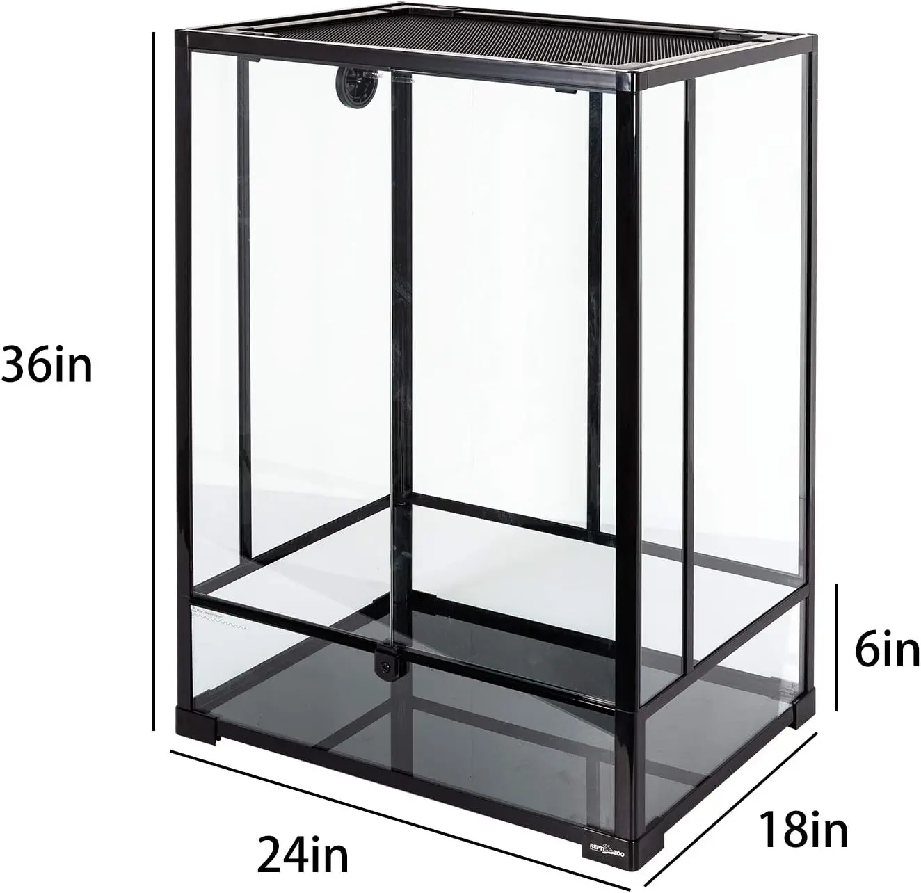 24" x 18" x 36" Reptile Tall Glass Terrarium Rainforest Habitat Double Hinge Door with Screen Ventilation