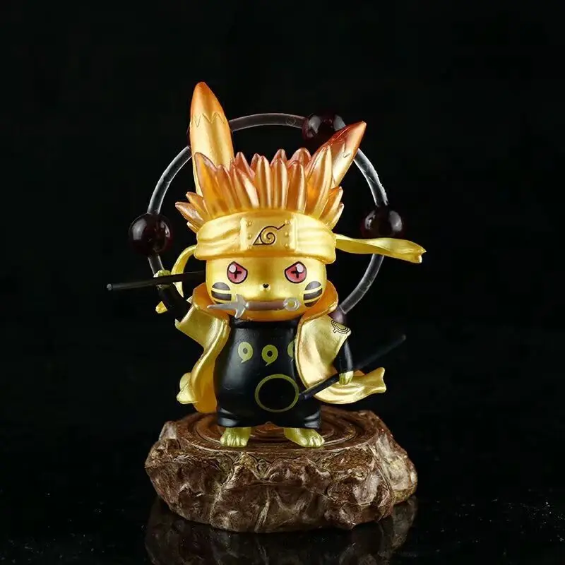 Anime Naruto Pikachu COS NARUTO Upgraded Version PVC Action Figures Toys Model Statue 10cm