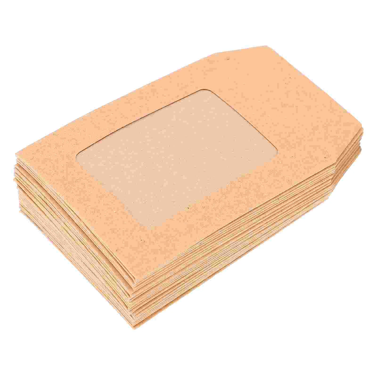 25 Pcs Transparent Kraft Paper Self Seal Window Envelopes Postage Stamps Mailing