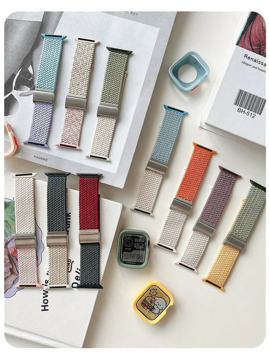 Capa de silicone doce + pulseira para apple watch série 10 46mm 9 8 7 45mm 41mm banda se 6 5 4 44mm 40mm pulseira de nylon iwatch ultra 2 49mm