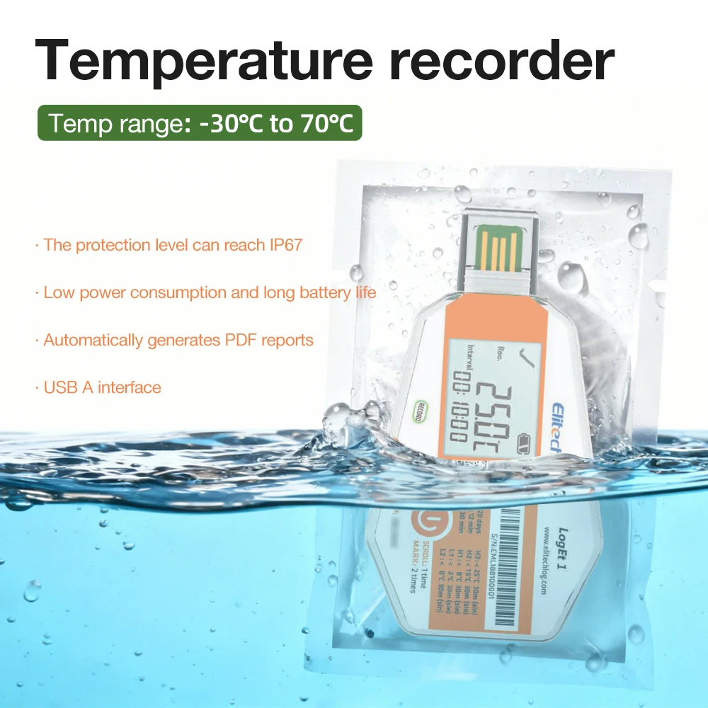 RC-17 RC-17N/LogEt1LED Temp Data Logger 120 Days -30℃~70℃ Disposable USB Temperature Recorder for Cold-chain Transport
