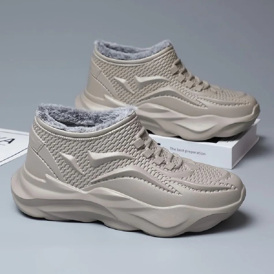 남성용 아웃도어 패션 스포츠 스노우 부츠 아늑한 EVA 경량 캐주얼 신발 겨울 따뜻한 플러시 미끄럼 방지 코튼 신발 크리스마스 선물