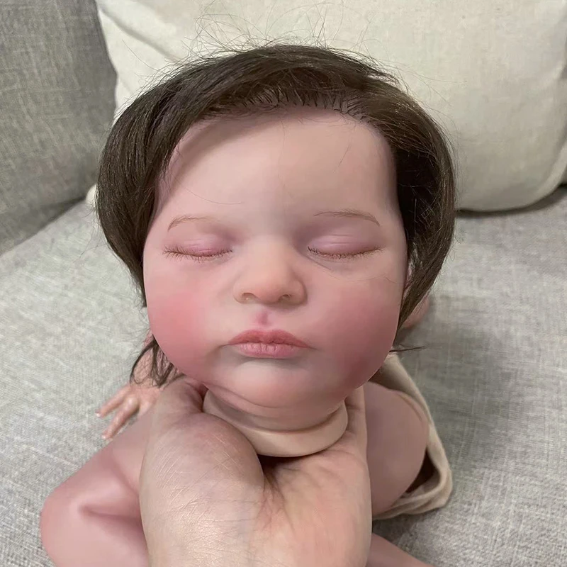 19inch Reborn Laura Reborn Kit Sleeping Baby with Rooted Hair Lifelike 3D Skin with Visible Veins kit molde bebê reborn