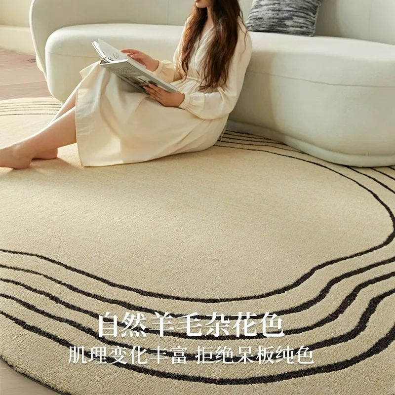พรมขนสัตว์นิวซีแลนด์สำหรับห้องนั่งเล่น โซฟาทรงพิเศษ โต๊ะกาแฟ ผ้าห่ม สไตล์นอร์ดิกยุคกลาง ห้องนอน ห้องแต่งตัว ข้างเตียง