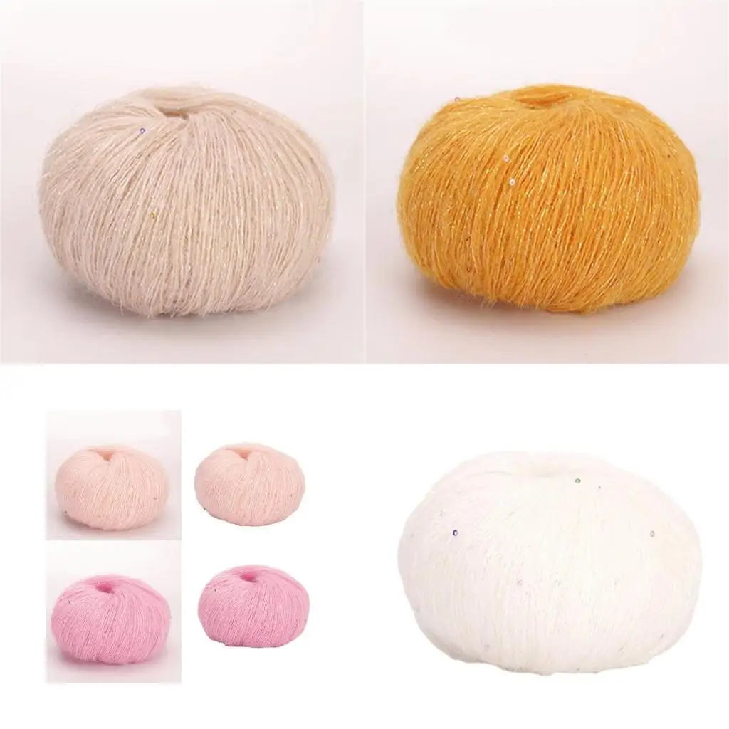 

652F 1 Roll Sequins Mohair Yarn for Knitting Colorful String Crochet Yarn for Handmade Projects Great for Weaving DIY Crafts