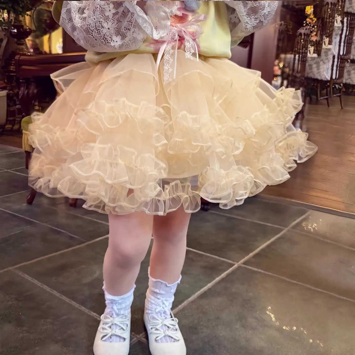 Girls' fluffy mesh cake skirt, girls' short skirt, spring/summer 2026 new stylish children's half skirt