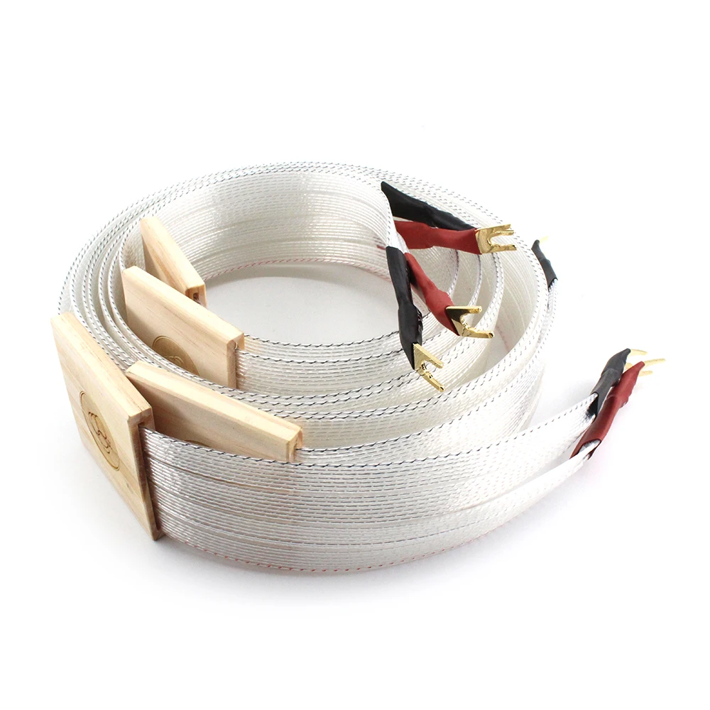 Nordost Valhalla 2 Reference Speaker Cable, HiFi OCC, altifalante banhado a prata com banhado a ouro, bloqueável Y Spade/Banana Plug