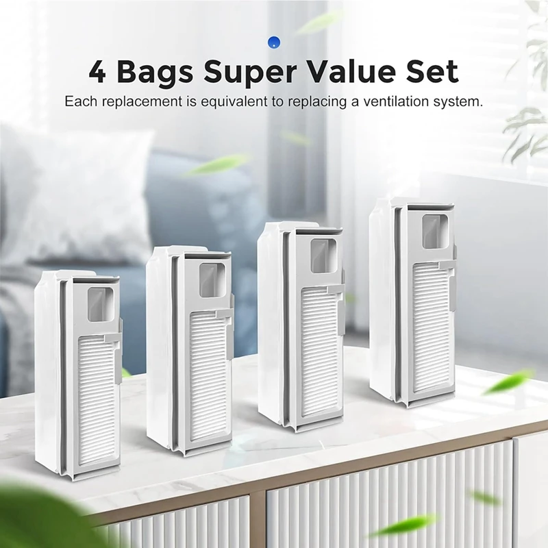 Sacchetti per la polvere usa e getta da 4 pezzi con filtro HEPA per NARWAL freno X Ultra Robot Vacuum, 1L Large Dust Bag Replacmenet