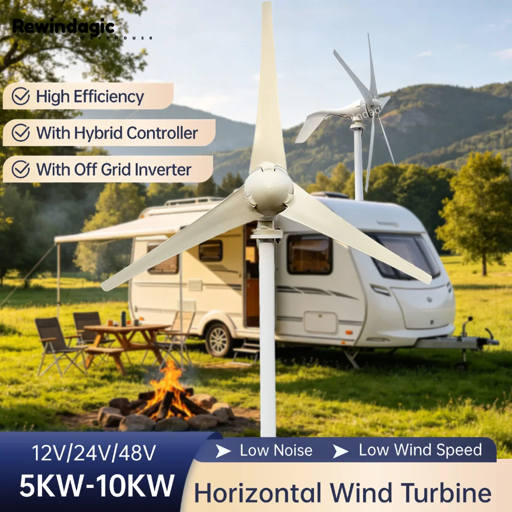 5000W 10000W High Efficiency Wind Turbine Set 12V 24V 48V Output Voltage 220V 230V 240V Home Appliance Power Supply System