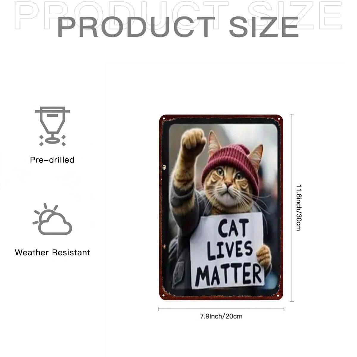 1pc Cat Lives Matter Funny Protest Art Metal Sign - 8×12 Inch Humorous Cat Rights Decoration with Pawsitive Message for, Office