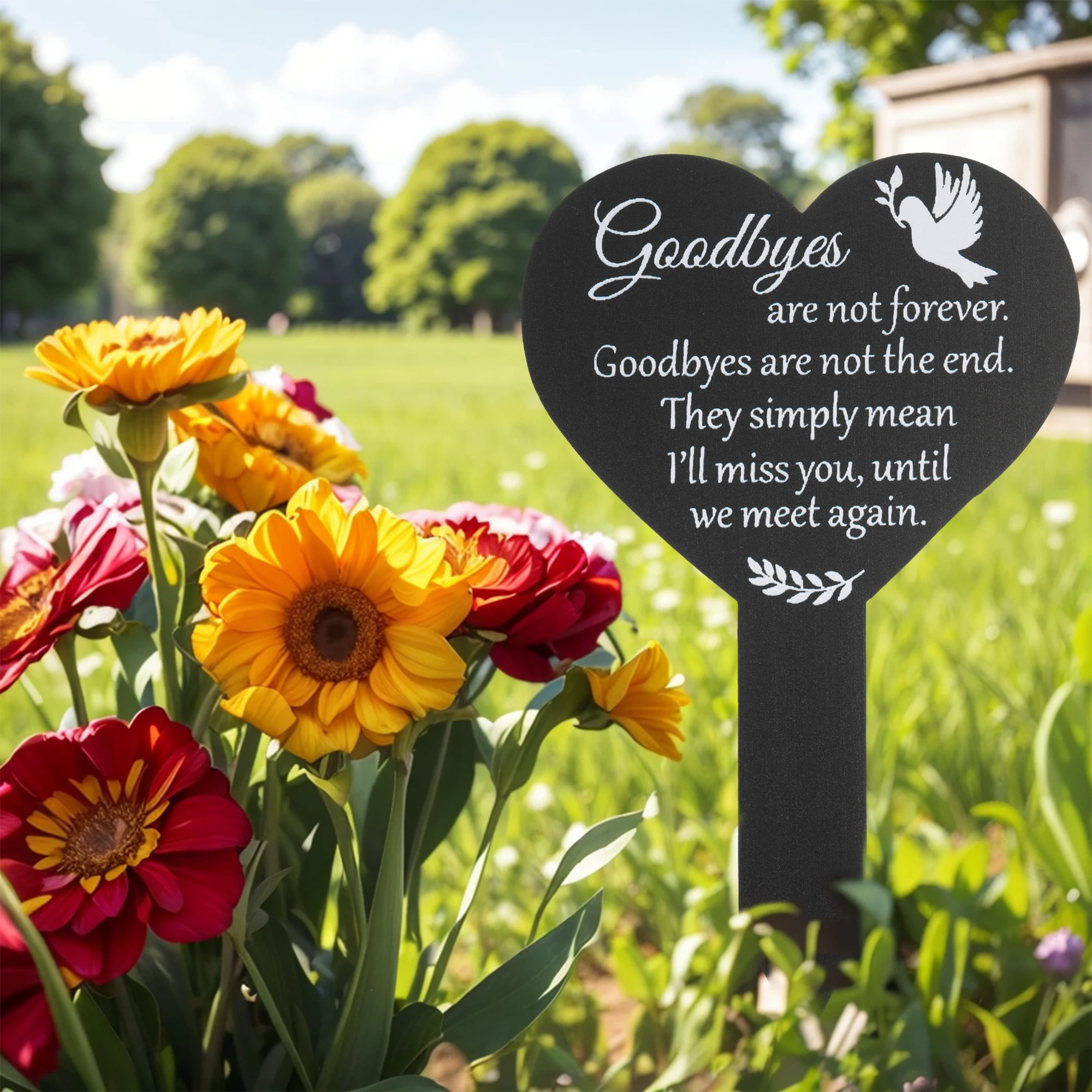 Black Memorial Stake Marker Outdoor Patio Garden Remembrance Plaque Decoration Cemetery Memorial Plaque Waterproof Grave