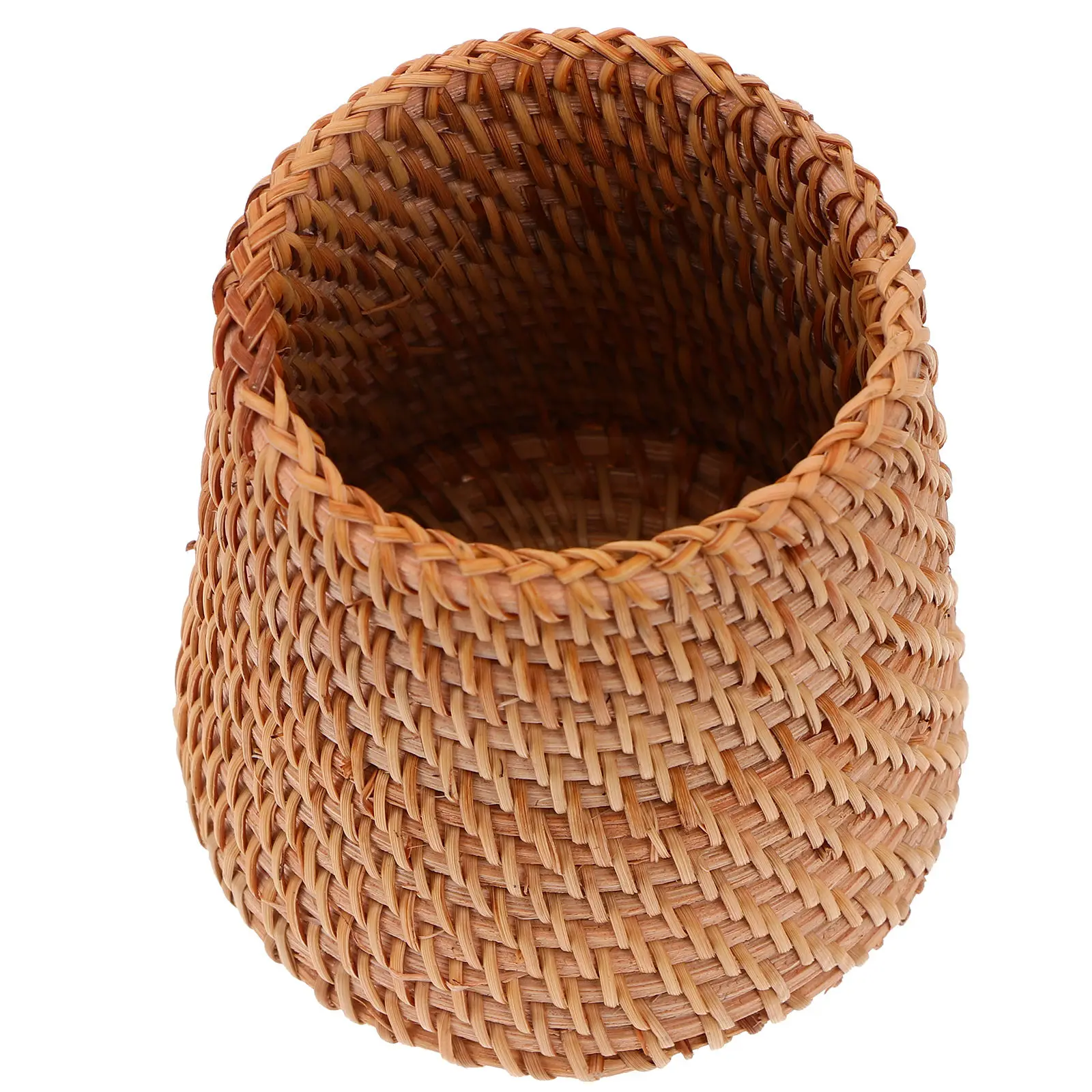 Porte-stylo en rotin tressé, organisateur de fournitures de bureau, panier de rangement compact pour papeterie, pinceaux de maquillage, décoration de la maison, 1 pièce