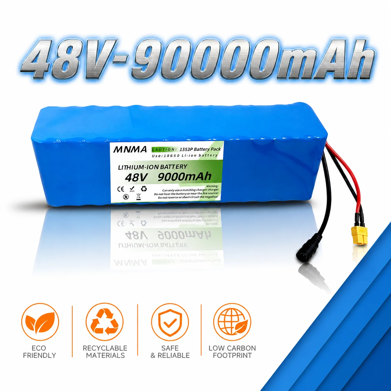 48V Electric bicycle battery lithium-ion rechargeable battery pack built-in 30A BMS for electric motorcycles electric scooters