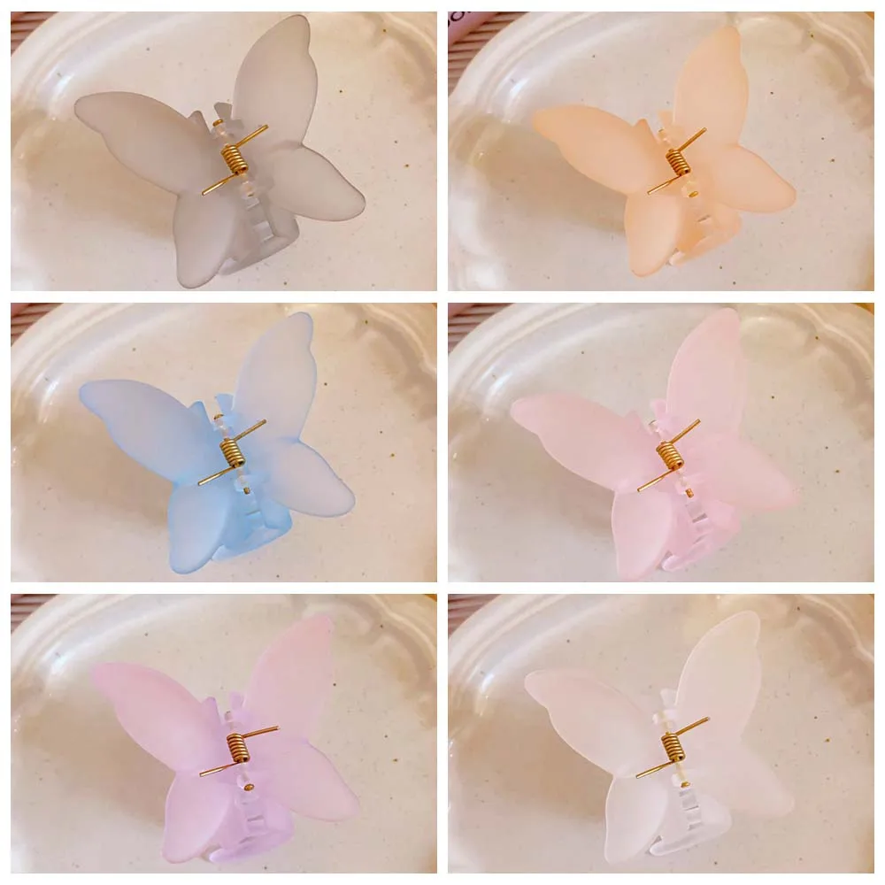 Acryl haarspeld Frosted Butterfly Hair Claw Banaan Clip Dieren Vlinder Haarclip Haaraccessoires Grab Clip Grote Shark Clip