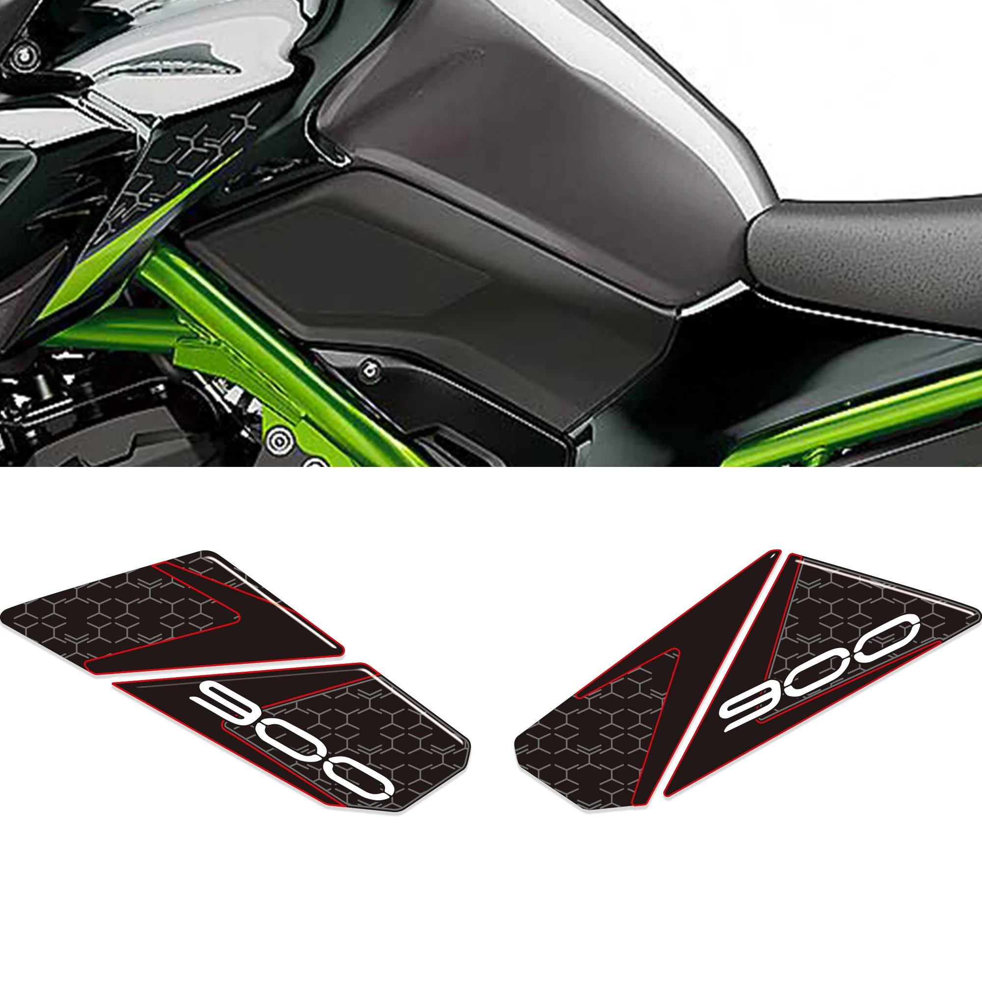 Kit of 3D Gel Resin Stickers Decorations and Motorcycle Protections Compatible with Kawasaki Z900