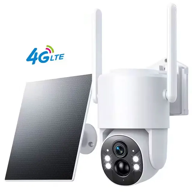 

4-мегапиксельная беспроводная камера видеонаблюдения 4G LTE с солнечными панелями, камера видеонаблюдения с питанием от наружной безопасности, 4G SIM-карта, солнечная камера