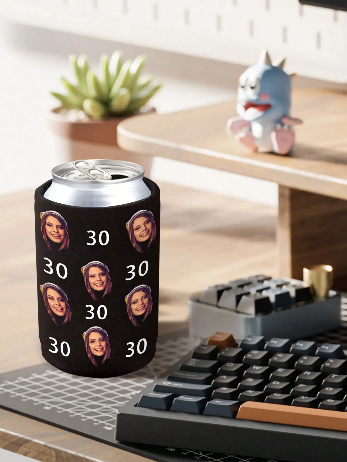 1pc Custom Face Can Cooler Sleeve Personalized Beer Koozie with Photo and Age for Him Her Birthday Bachelor Party Christmas
