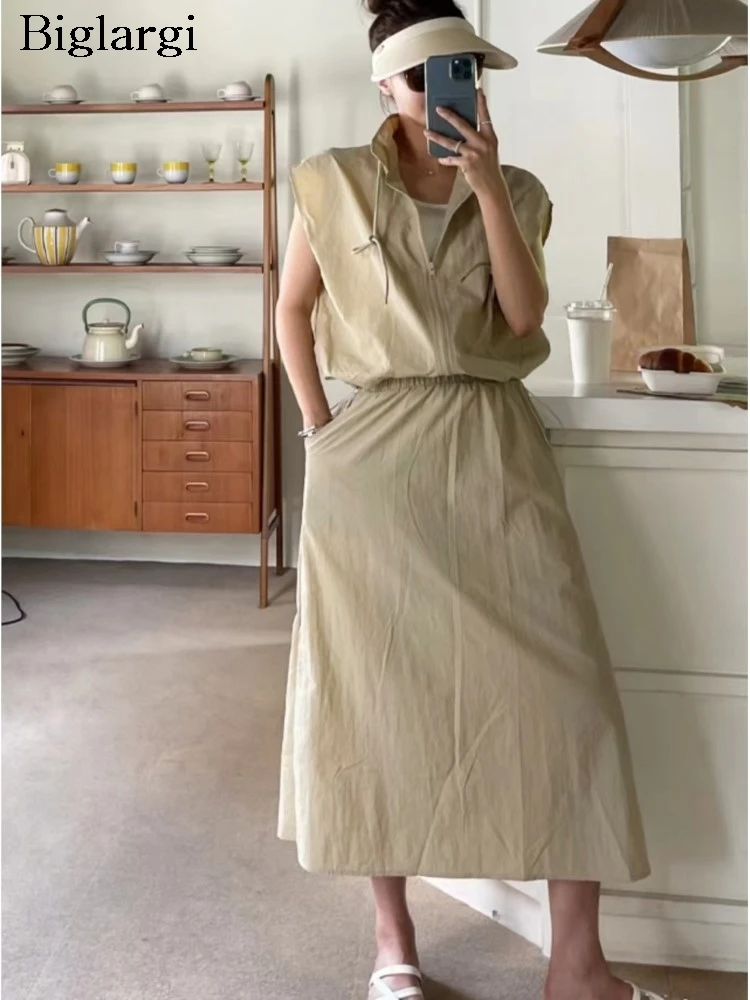 

Elegant Short Sleeve Tops And Skirt Two 2 Piece Set Summer Women New Fashion Suit 2026 High Waist Casual Woman Skirts Sets