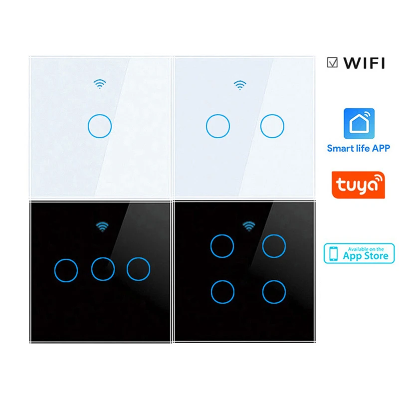 

Tuya EU WiFi Smart Light Switch Neutral Wire/No Neutral Wire Touch Switch Smart Life Work With Alexa Google Home 1/2/3/4 Gang