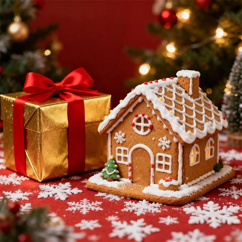 3D Christmas Gingerbread House Cookie Cutters Set Stainless Steel Cartoon Snowflake Biscuit Cutter Dough Donut Fondant Mold view 6