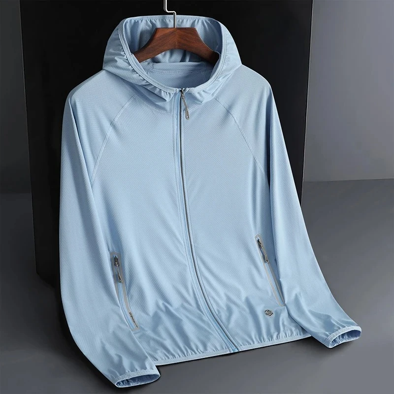 UV Protection UPF50+ Hoodie Jacket Men Women Ice Silk Skin Coat Unisex Breathable Outdoor Sports Beach Street Lightweight Jacket