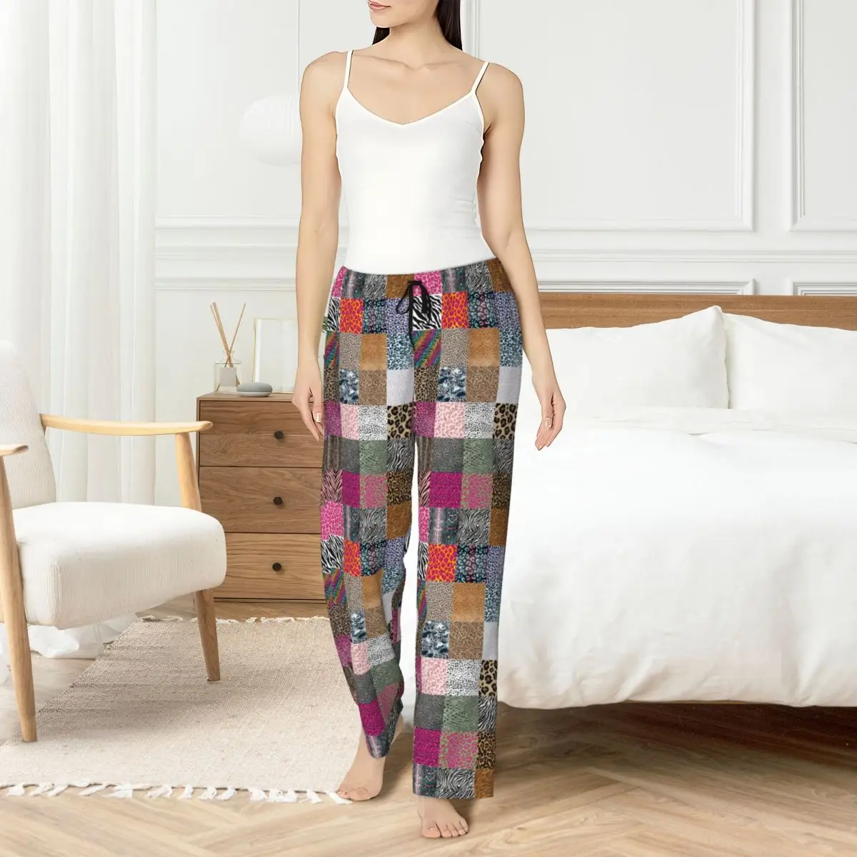 

Custom Leopard Print Colorful Pajama Pants Women Sleepwear Lounge Sleep Bottoms Stretch with Pockets