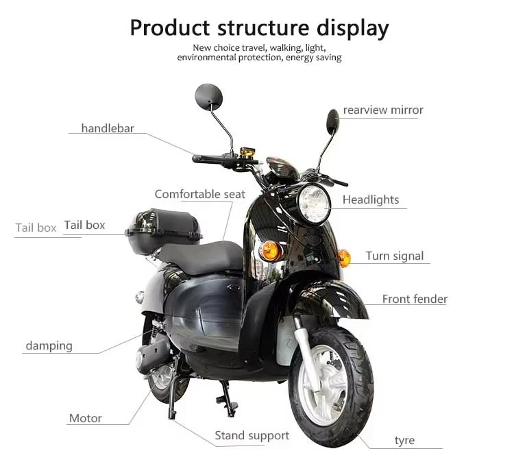 2025 72V Electric Touring Motorcycle 800W/1000W Motor Power LED Display High Load Capacity