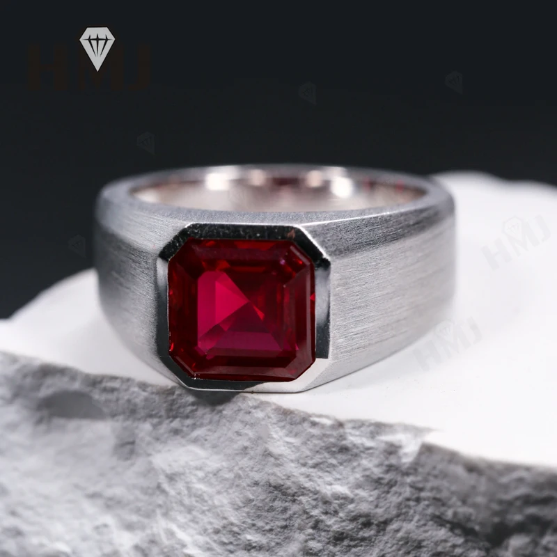 6ct Asscher Cut Moissanite Ring/Columbia/Sapphire/Ruby Fine Jewelry for Engagement Wedding Gifts Valentine's Day Gift Unisex
