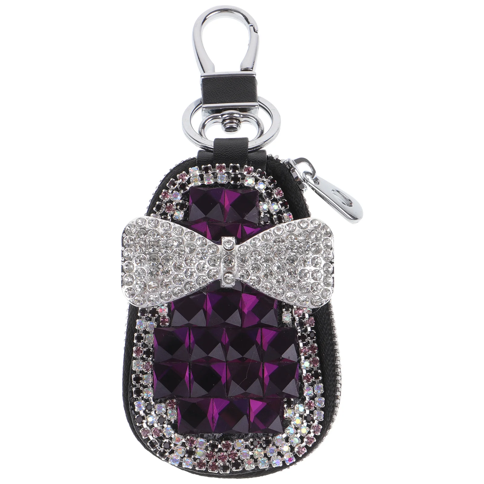 

Rhinestone Inlaid Zipper Car Case Small Lightweight Pouch Protector Bag Car Key Cover Key Fob Holder Keychain Bag Gift Choice