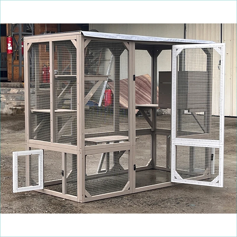Wholesale Large Space Pet Cage Wooden Outdoor Waterproof Cat Villa House With Cat Tree Tower Cat Playground Cage view 5