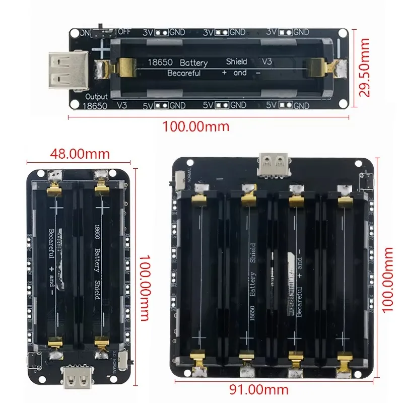 Two Voltage 18650 Lithium Battery Shield V8 Mobile Power Expansion Board Module 5V/3A 3V/1A Micro USB For Arduino ESP32 ESP8266