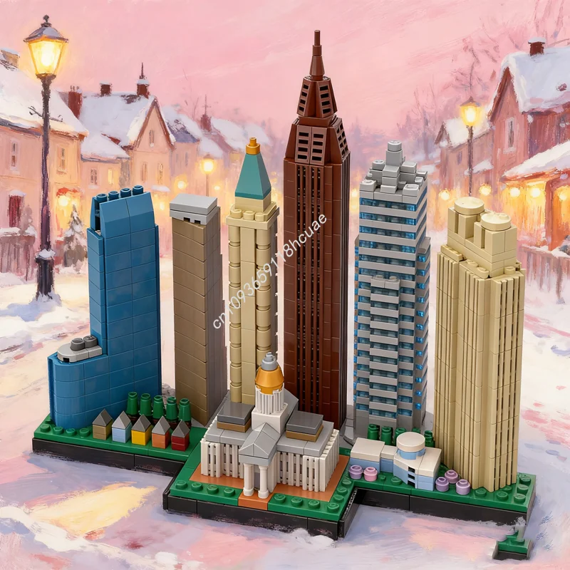 1304pcs MOC Atlanta Skyline Architecture Skylines Model Building Toys Blocks DIY Christmas Gifts Creative Assemble Idea Brick