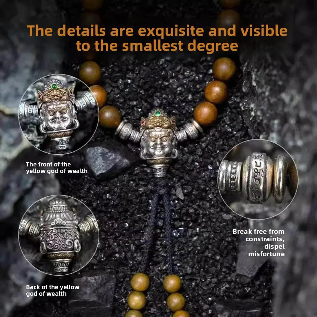 Luck Yellow God of Wealth Three-way Tibetan-style Retro Old-style Wein Play Men's Distinctive DIY Bracelet Accessories All-match