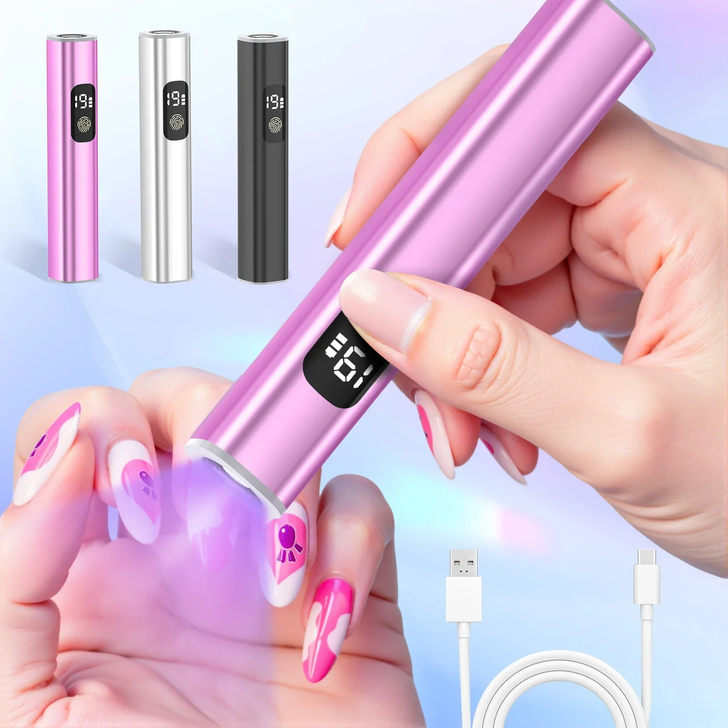 DianaBeauty UV Led Nail Lamp Portalbe Lamp for Nail Rechargeable Nail Dryer with Touch Screen and Two Timer Modes Nail Tools