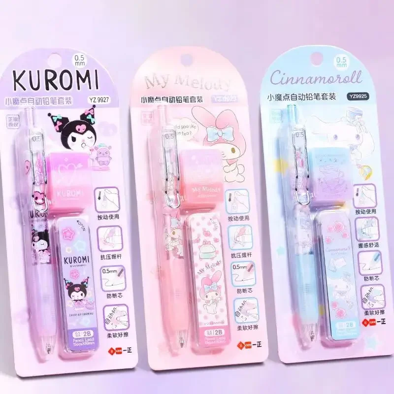 

Sanrio My Melody Mechanical Pencils Kuromi Cinnamoroll Pochacco with Eraser Refills Cute Automatic Pencils Set Stationery Gift