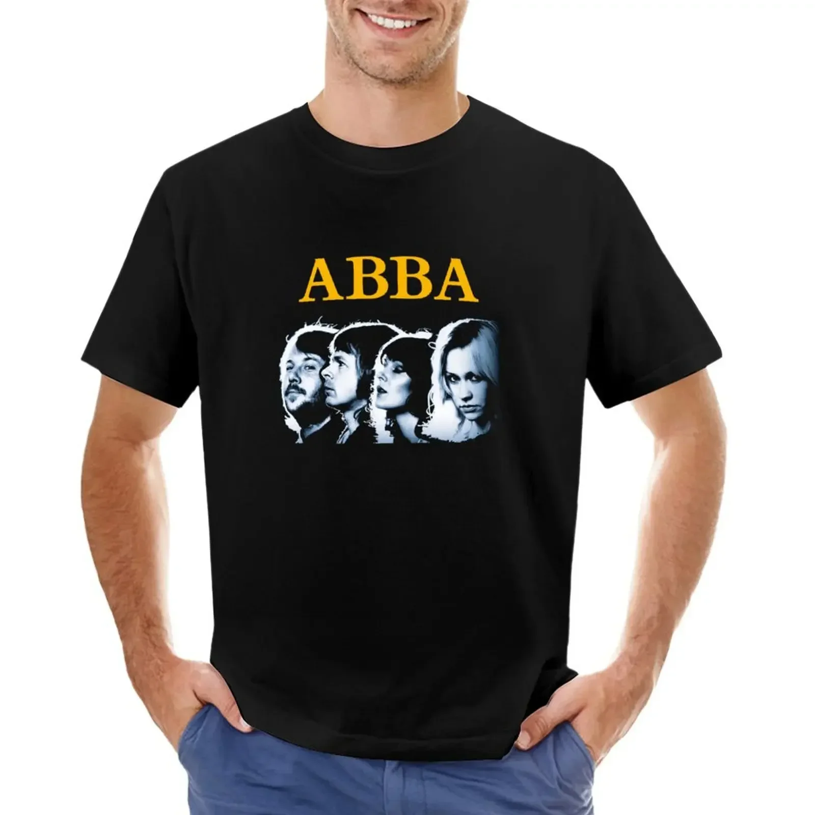 ABBAs VINTAGE T-shirt sports fans boys whites korean fashion t shirts for men