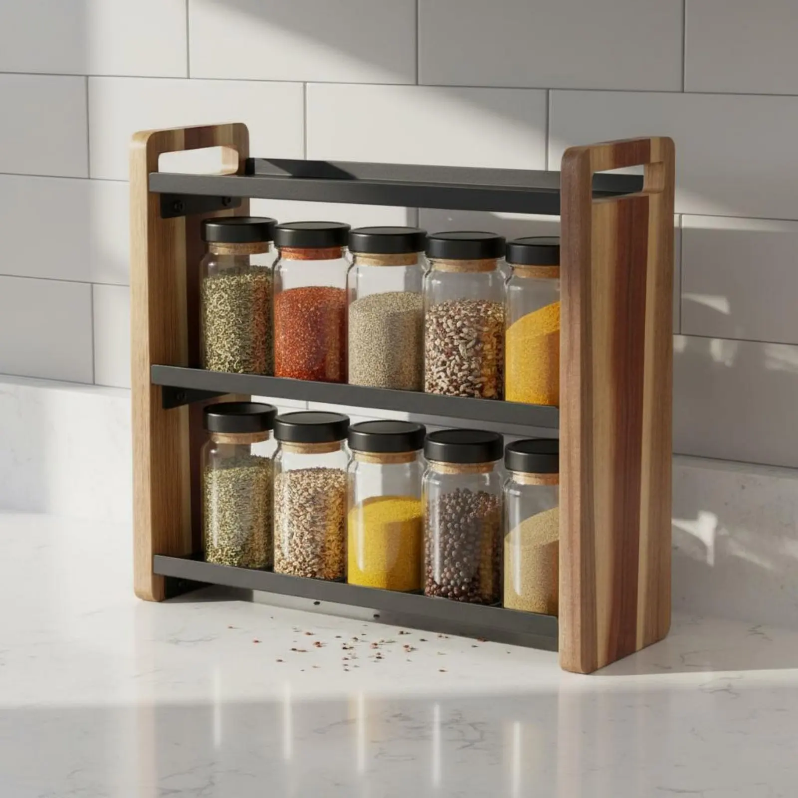 

3-Tier Storage Rack Multi-Purpose Bathroom Countertop Shelf 3 Tier Bathroom Shelf Easy to Clean Seasoning Rack Organizer