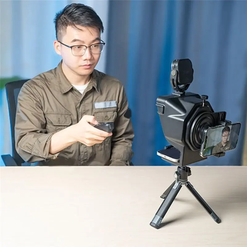 ELECT-Portable Teleprompter For Smartphones With Remote Control Phone Holder  For Video Recording & Live Streaming