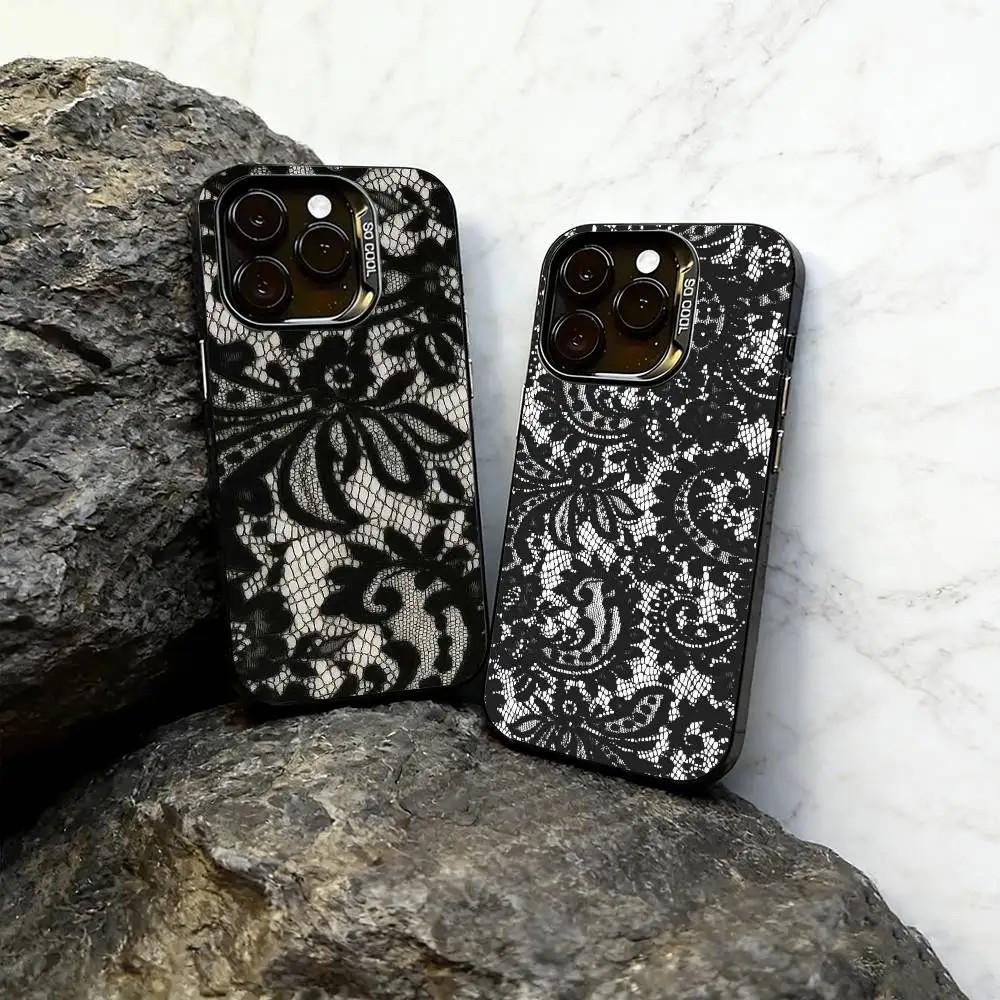 

Vintage Lace Phone Case For Phone Case For iPhone 17,16,15,14,13,12,11 Plus,Pro Max,XS,Colorful Silver Phone case Funda Cover