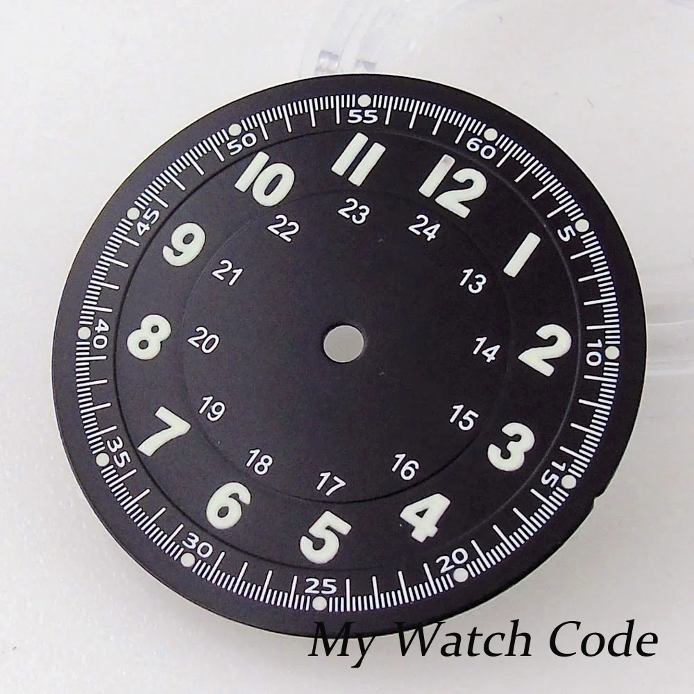 Pilot 29mm Nologo Watch Dial Face Black Silver for NH35 NH36 Movement Vintage Dial for Diver Watch Mod Spare Parts