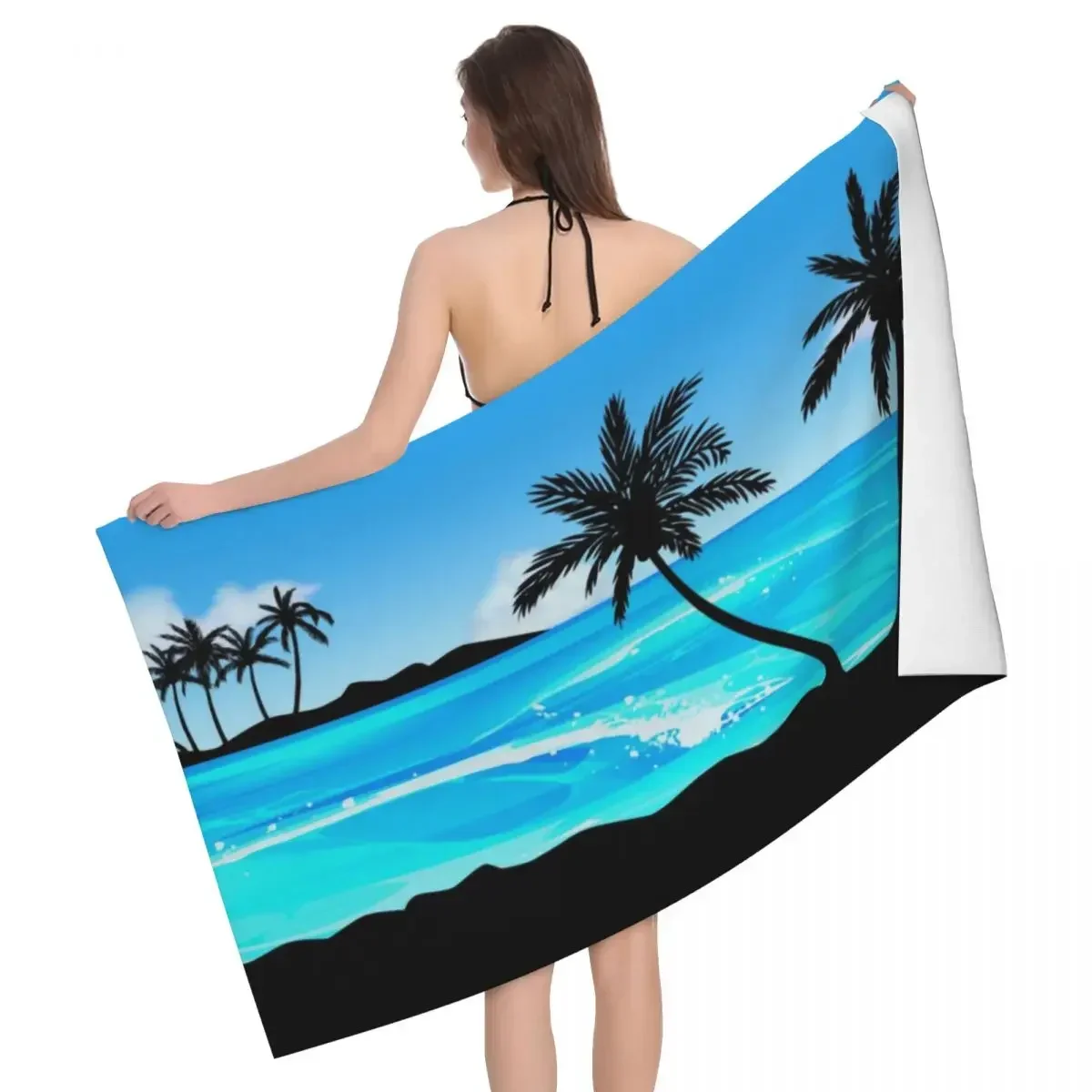 Custom Summer Aesthetic Waves Surf In Hawaii Beach Towel Quick Dry Vaporwave Holiday Super Soft Microfiber Shower Sauna Towels