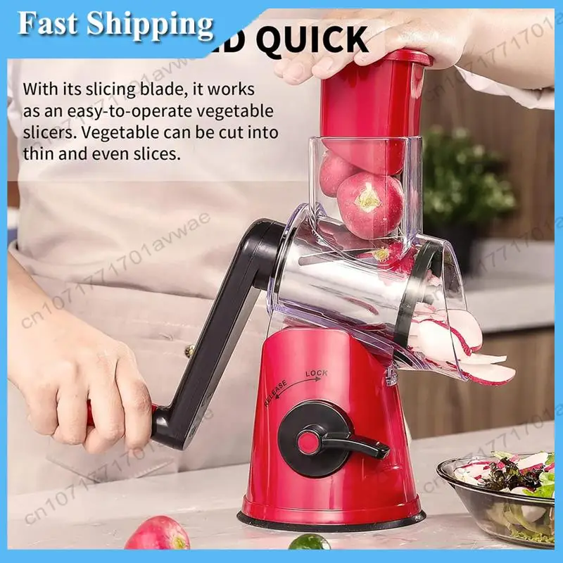 

Best Pick Cheese Grater, Rotating With Handle, For Vegetables Mandolin Slicer Shredder, Rotary Cheese Shredder