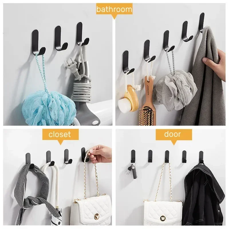 6pcs Wall-mounted Hook Space-saving Clothes Bag Hanger Hooks Self-adhesive Wall Hanging Holder Racks Bathroom Kitchen Gadgets