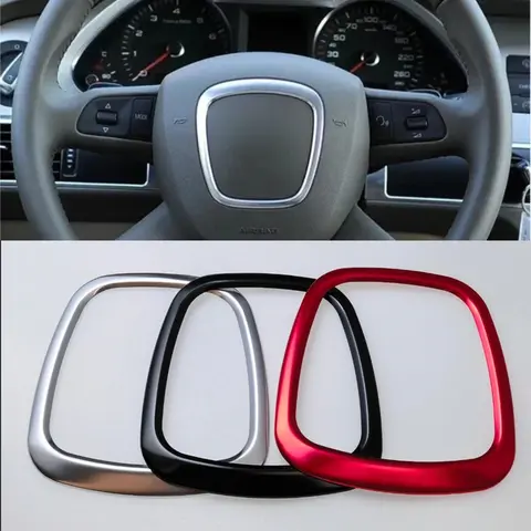 Car Styling Steering Wheel Center Badge Decoration Cover For Audi A3 8P A4 B7 A5 A6 C6 A7 A8 Q5 Q7 Sline Logo Trim Ring Stickers